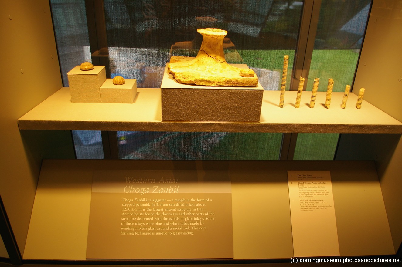 Western Asia Choga Zambil glass artifacts at Corning Museum of Glass.jpg
